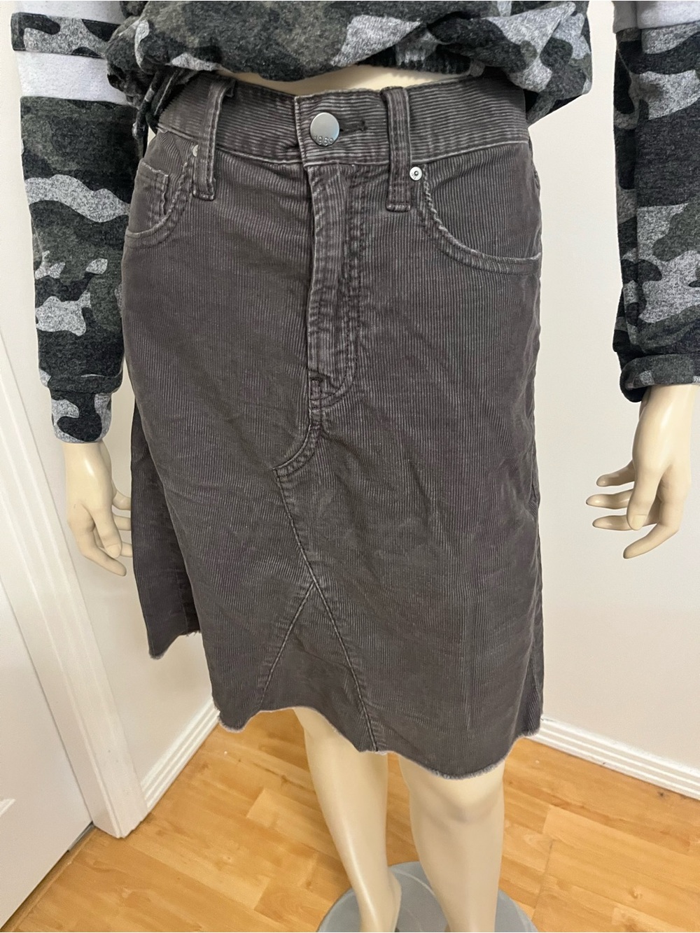 GAP Corduroy Midi Skirt in Charcoal